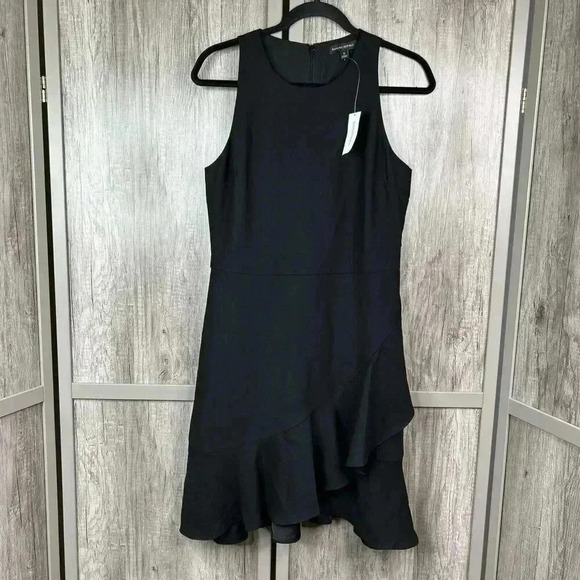 Banana Republic Dress Ruffle Hem Black Sleeveless NEW - Picture 1 of 8